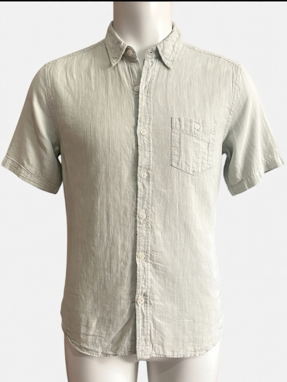 Weatherproof Men’s Linen Short-Sleeve Button-Down Light Sage SZ Medium